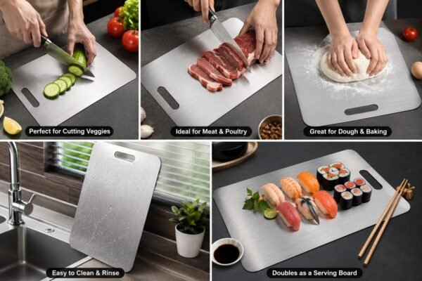 304 stainless steel double-sided cutting board for hygienic food preparation