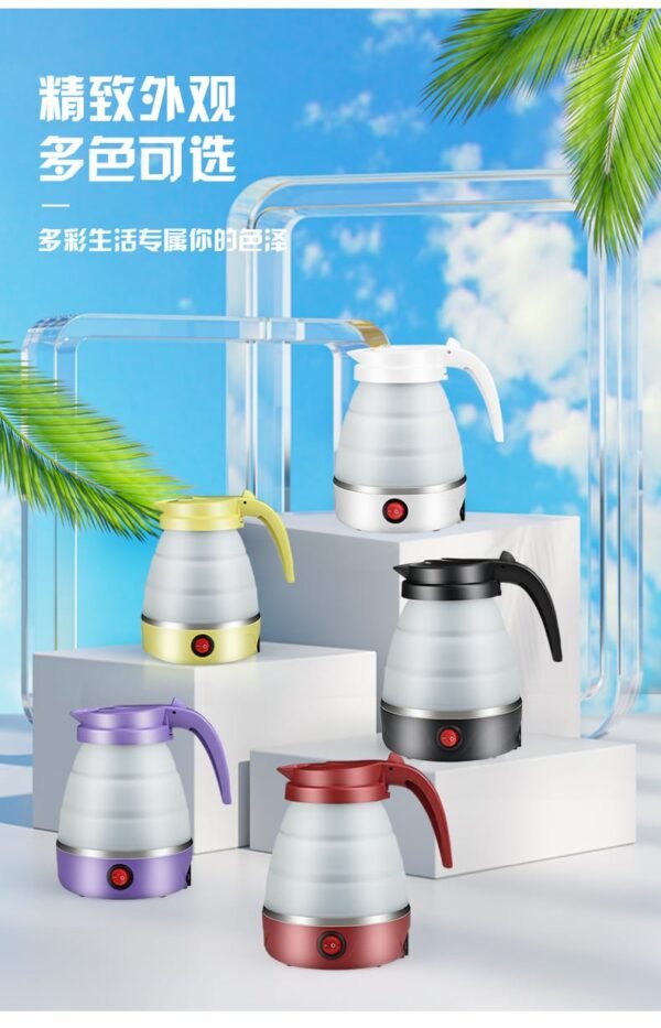 Apache portable collapsible 600ml electric travel kettle with foldable food-grade silicone body and stainless steel heating plate