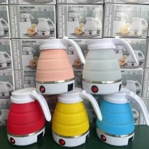 Apache portable collapsible 600ml electric travel kettle with foldable food-grade silicone body and stainless steel heating plate