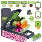 15-in-1 multifunctional vegetable cutter set with stainless steel blades and food container