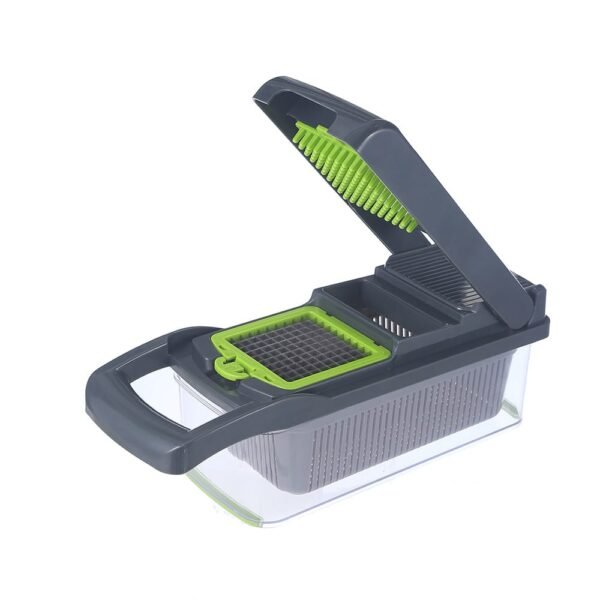 15-in-1 multifunctional vegetable cutter set with stainless steel blades and food container
