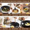 Premium 44-piece silicone kitchen utensil set with wooden handles, stainless steel accessories, and countertop holder