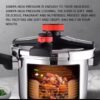 Premium stainless steel pressure cooker available in 8L and 10L capacities with secure locking lid