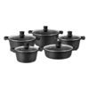 Queen Time premium non-stick cookware set with tempered glass lids and silicone handles