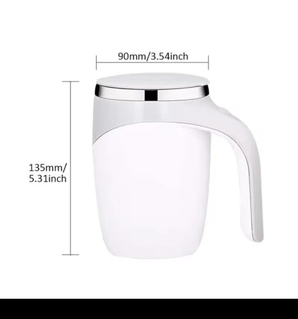 Rechargeable self-stirring mug with 304 stainless steel interior and one-touch magnetic mixing