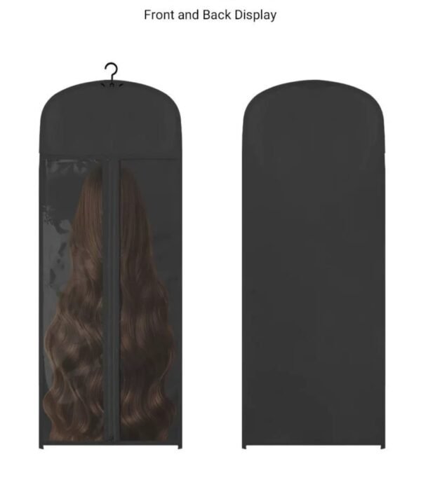 Wig storage bag with transparent window and hanging hook for wig organization