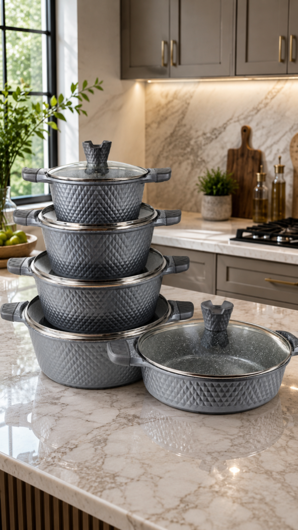 H·K 10-Piece Granite Non-Stick Cookware Set
