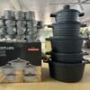 10-piece City Wall granite non-stick cookware set with five pots and glass lids