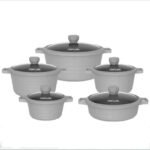 10-piece City Wall granite non-stick cookware set with five pots and glass lids