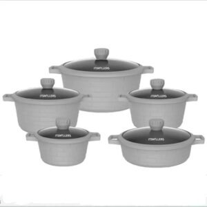 10-piece City Wall granite non-stick cookware set with five pots and glass lids