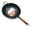 32 cm honeycomb-textured iron wok with wooden handle