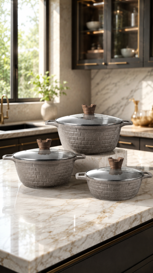 6-Piece Granite Non-Stick Casserole Cookware Set