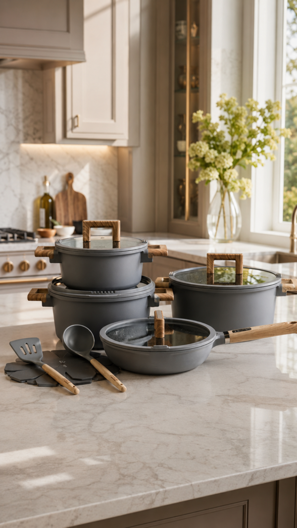 DONNOR Geely 13-Piece Granite Non-Stick Cookware Set