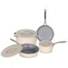 7-piece ceramic non-stick cookware set with stockpot, saucepan, sauté pan and frying pan