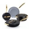 7-piece ceramic non-stick cookware set with stockpot, saucepan, sauté pan and frying pan