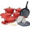 DONNOR Classic 18-piece granite non-stick cookware set with pots, frying pan and accessories