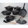 DONNOR Classic 18-piece granite non-stick cookware set with pots, frying pan and accessories