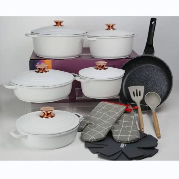 DONNOR Classic 18-piece granite non-stick cookware set with pots, frying pan and accessories